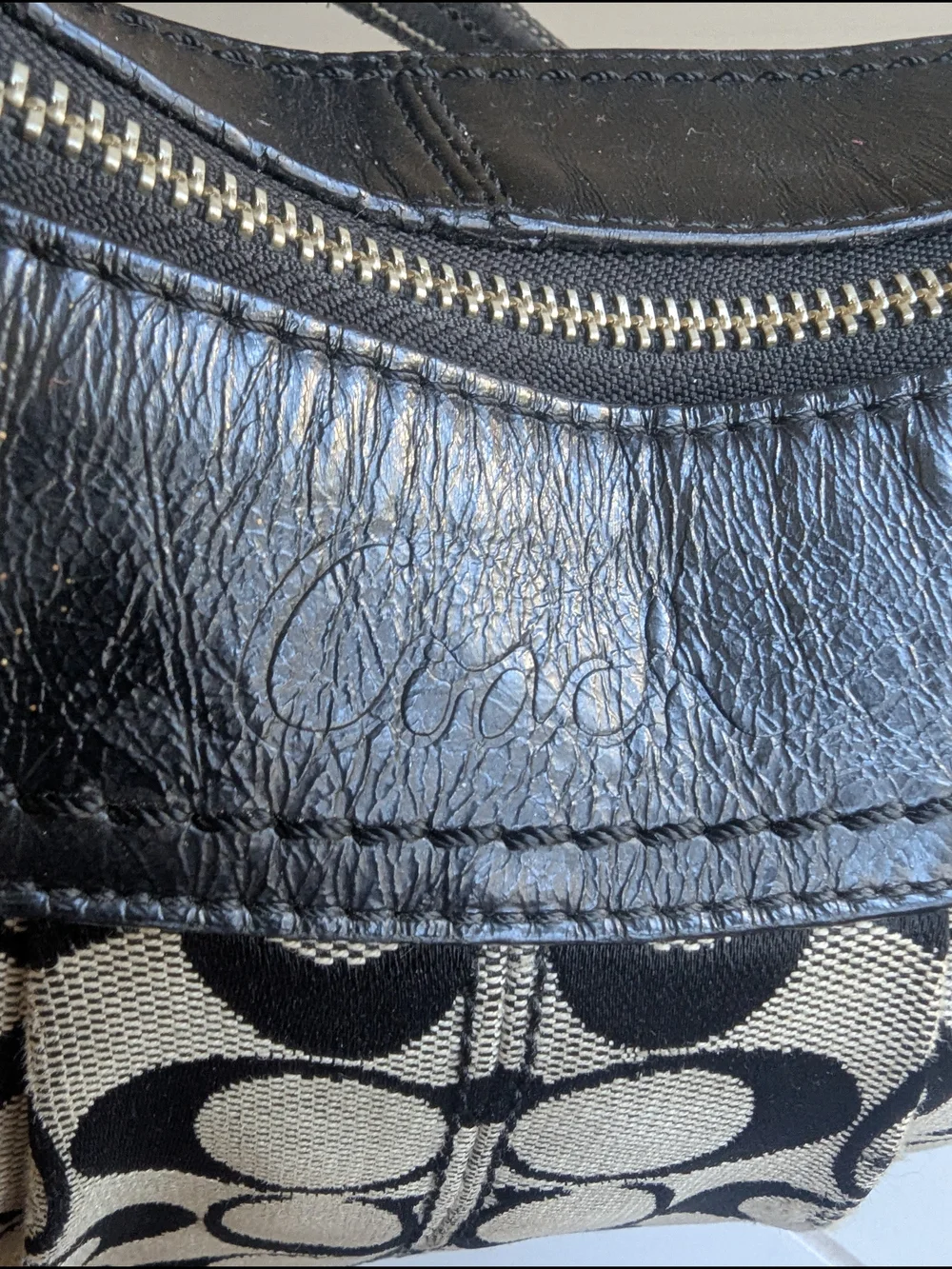 vintage Coach Soho Signature Pleated Hobo Bag